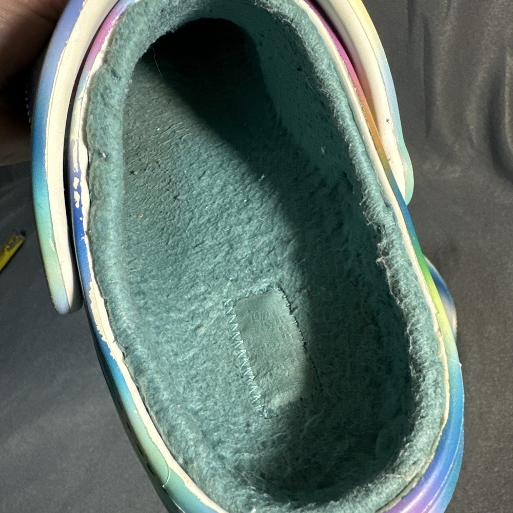 Crocs Classic Lined Clog M4 W6 Rainbow Ombre Fuzzy Cozy Slip On Shoes Multicolor - Picture 11 of 16